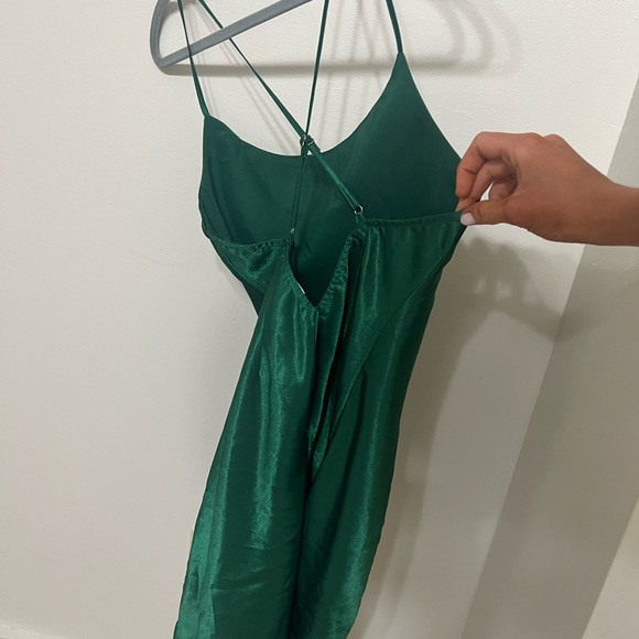 SAINTS + SECRETS GREEN SATIN DRESS - Picture 7 of 9